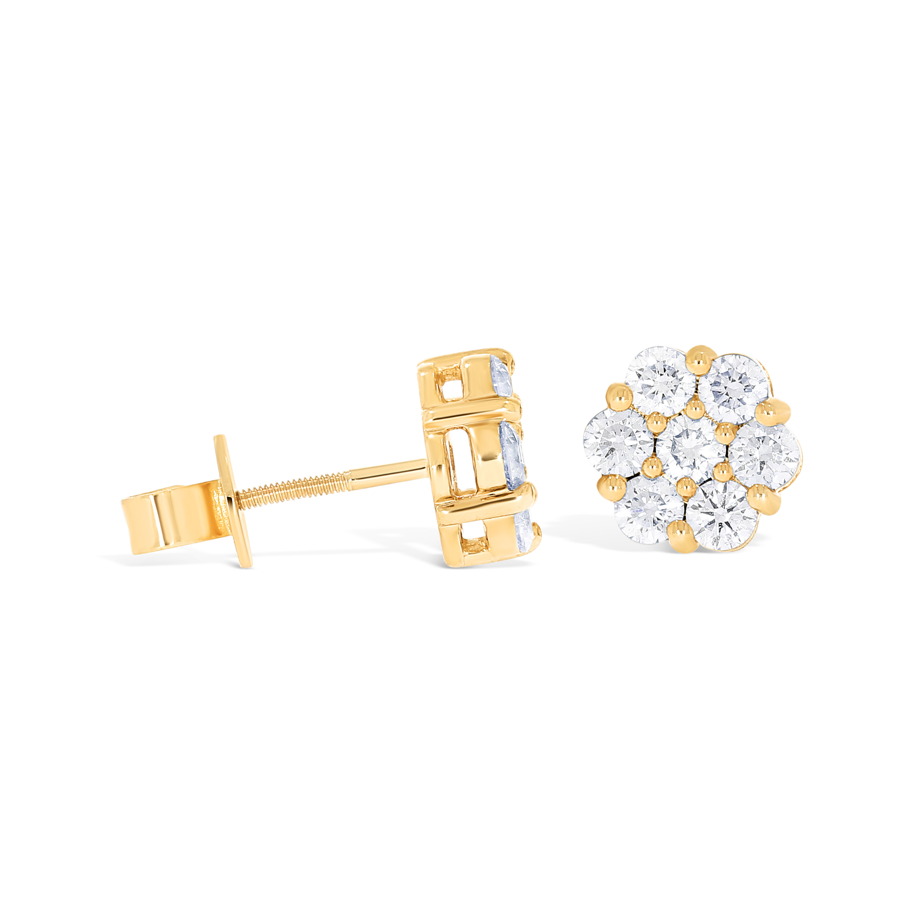 Round Diamond Earrings 1.70 ct. 10k Yellow Gold